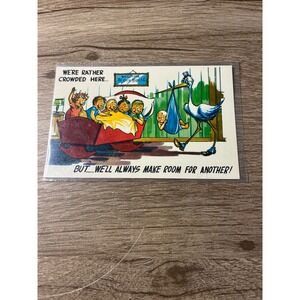 Vintage‎ Birth Announcement Postcard Stork Delivering Baby Humor Retro